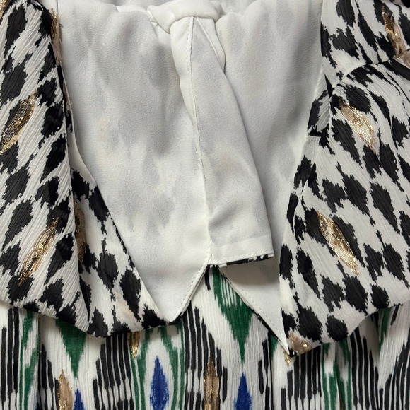 Chico's Maxi Dress Metallic Womens 3X Plus Aztec Midi Long Sleeve V-Neck - Picture 11 of 11